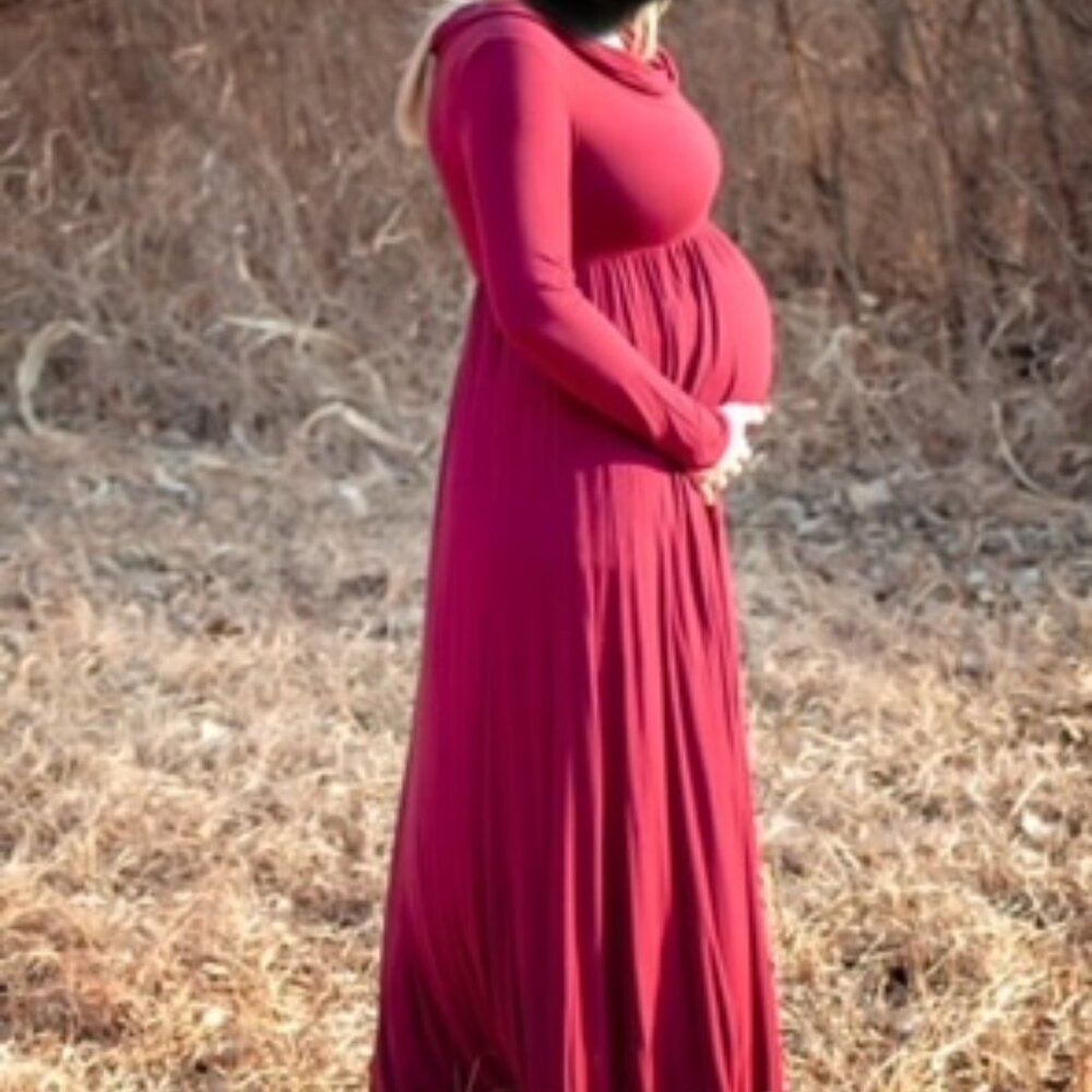 Mother Bee Maroon Maternity Maxi Dress, Medium, like New